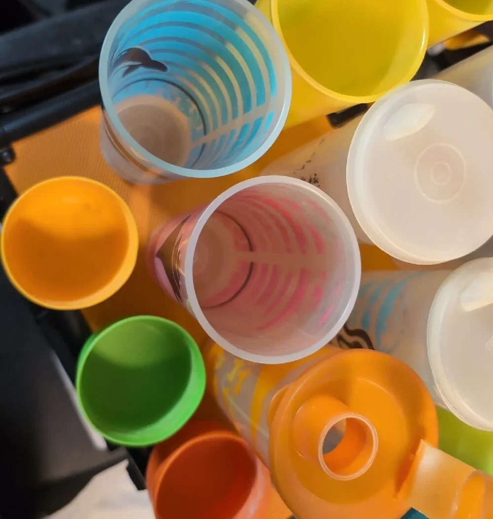 Vintage Tupperware Cups And Lids Bundle Lot Multi Color